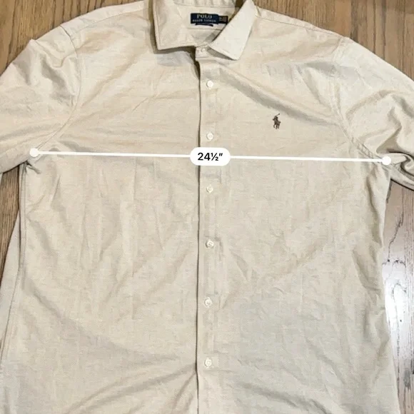 Polo Ralph Lauren Knit Dress Shirt-Tan Herringbone-Size XXL - Picture 5 of 8